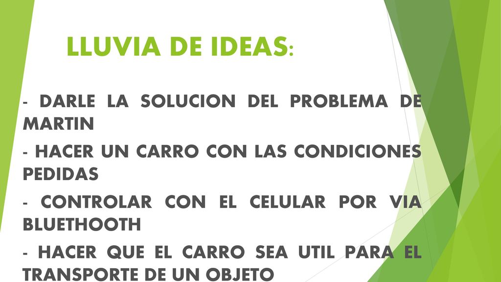 LLUVIA DE IDEAS: - DARLE LA SOLUCION DEL PROBLEMA DE MARTIN