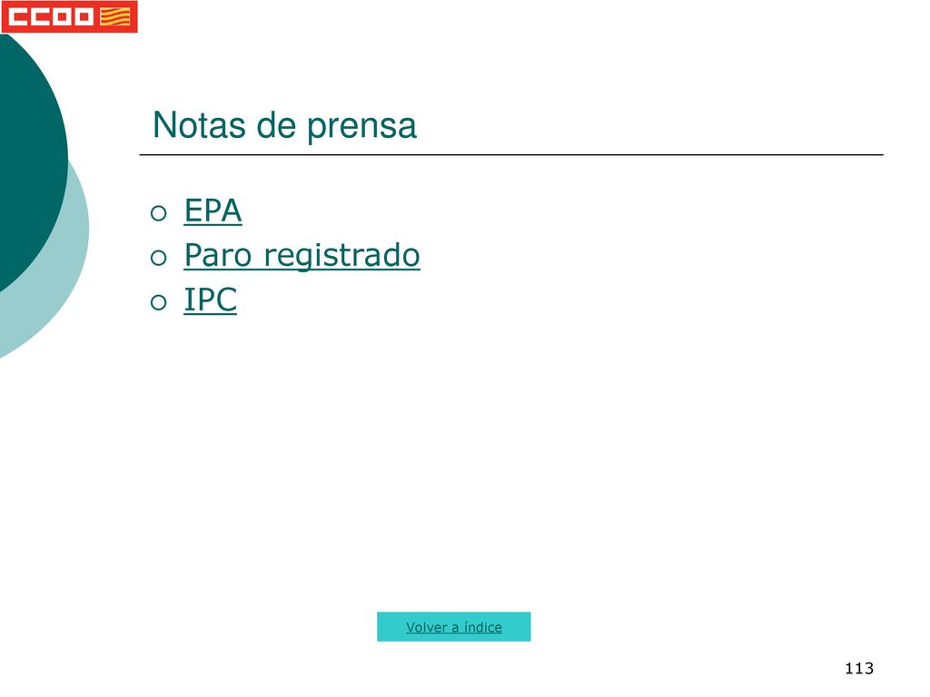 Notas de prensa EPA Paro registrado IPC Volver a índice
