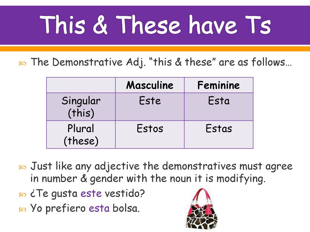 This & These have Ts The Demonstrative Adj. this & these are as follows…