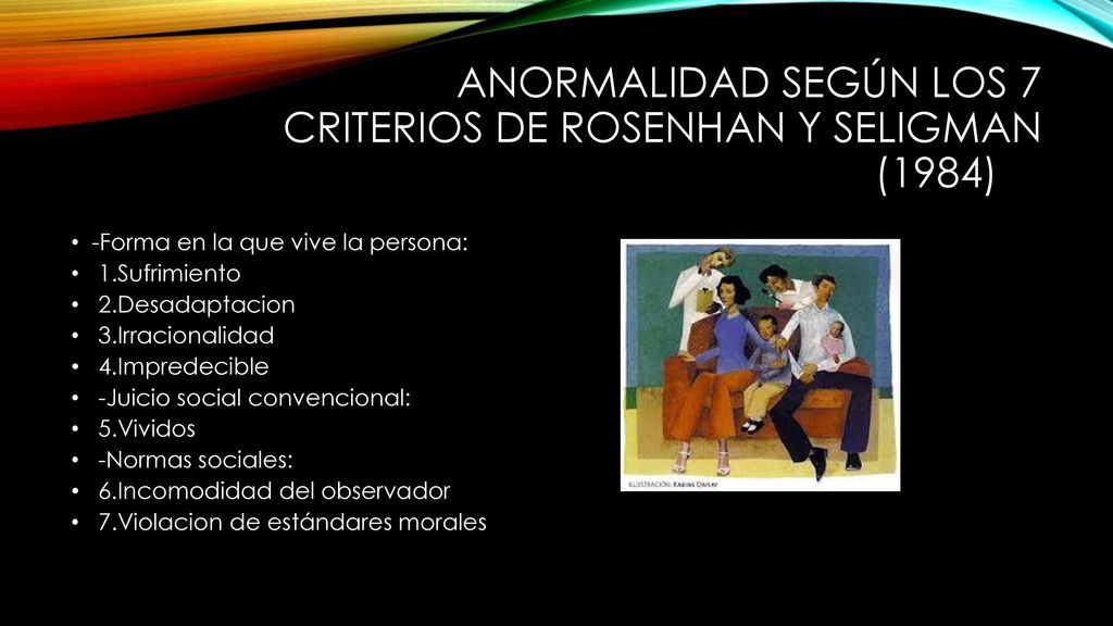 Anormalidad según los 7 criterios de Rosenhan y Seligman (1984)