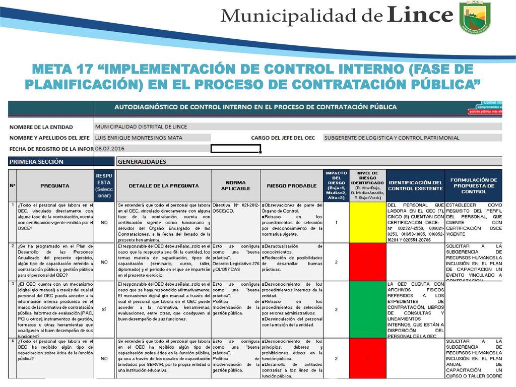 META 17 IMPLEMENTACIÓN DE CONTROL INTERNO (FASE DE PLANIFICACIÓN) EN EL PROCESO DE CONTRATACIÓN PÚBLICA