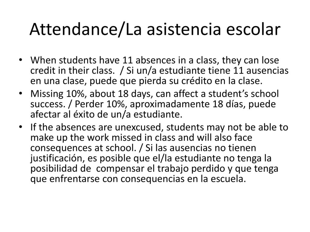 Attendance/La asistencia escolar