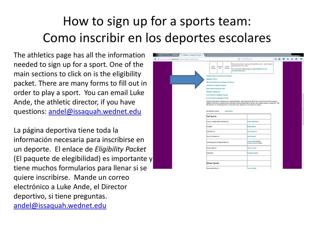 How to sign up for a sports team: Como inscribir en los deportes escolares