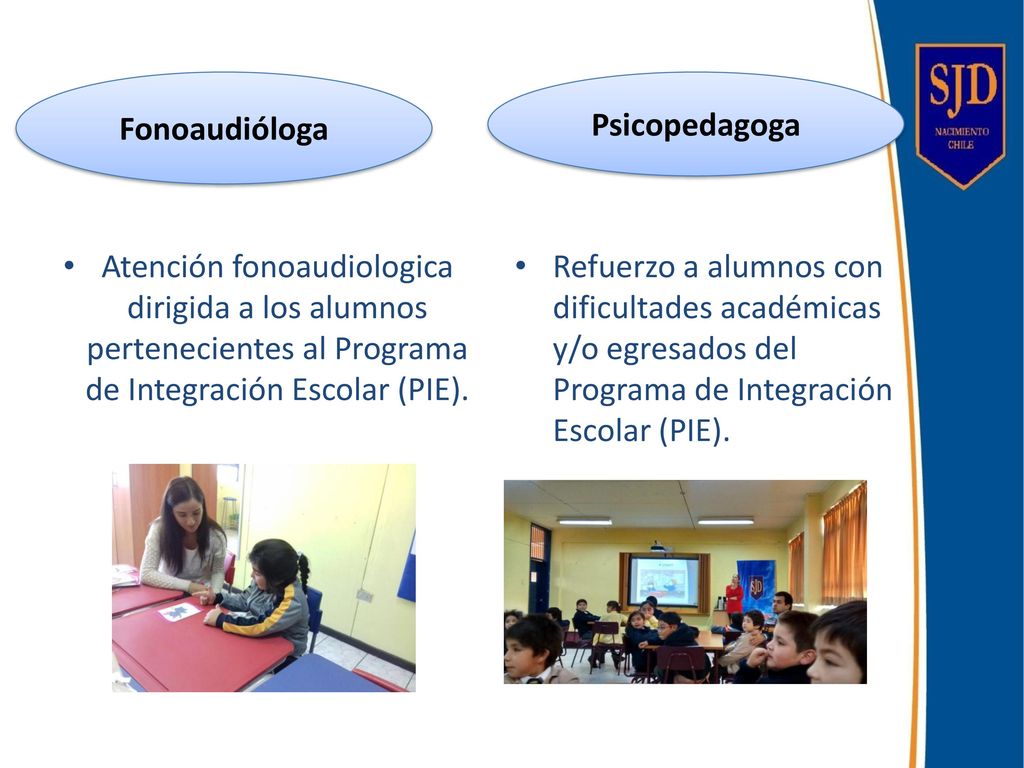Fonoaudióloga Psicopedagoga. Atención fonoaudiologica dirigida a los alumnos pertenecientes al Programa de Integración Escolar (PIE).