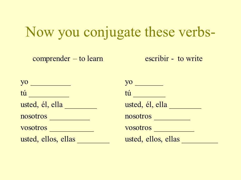 Now you conjugate these verbs-