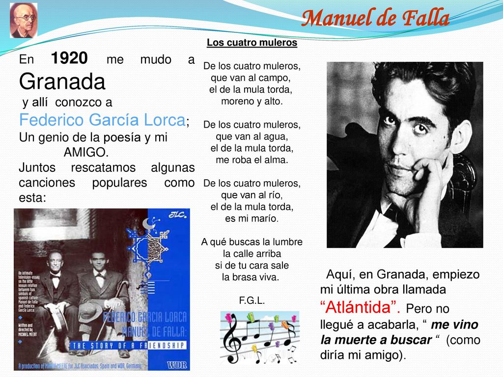 Manuel de Falla Federico García Lorca; En 1920 me mudo a Granada