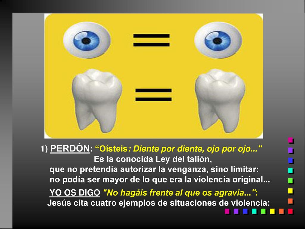 1) PERDÓN: Oísteis: Diente por diente, ojo por ojo...