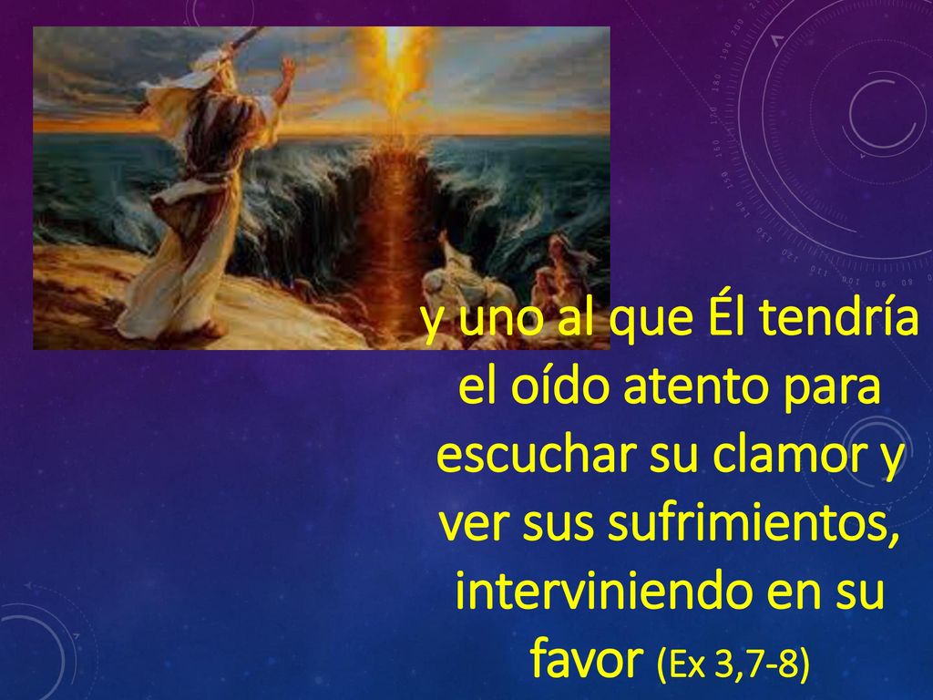 y uno al que Él tendría el oído atento para escuchar su clamor y ver sus sufrimientos, interviniendo en su favor (Ex 3,7-8)