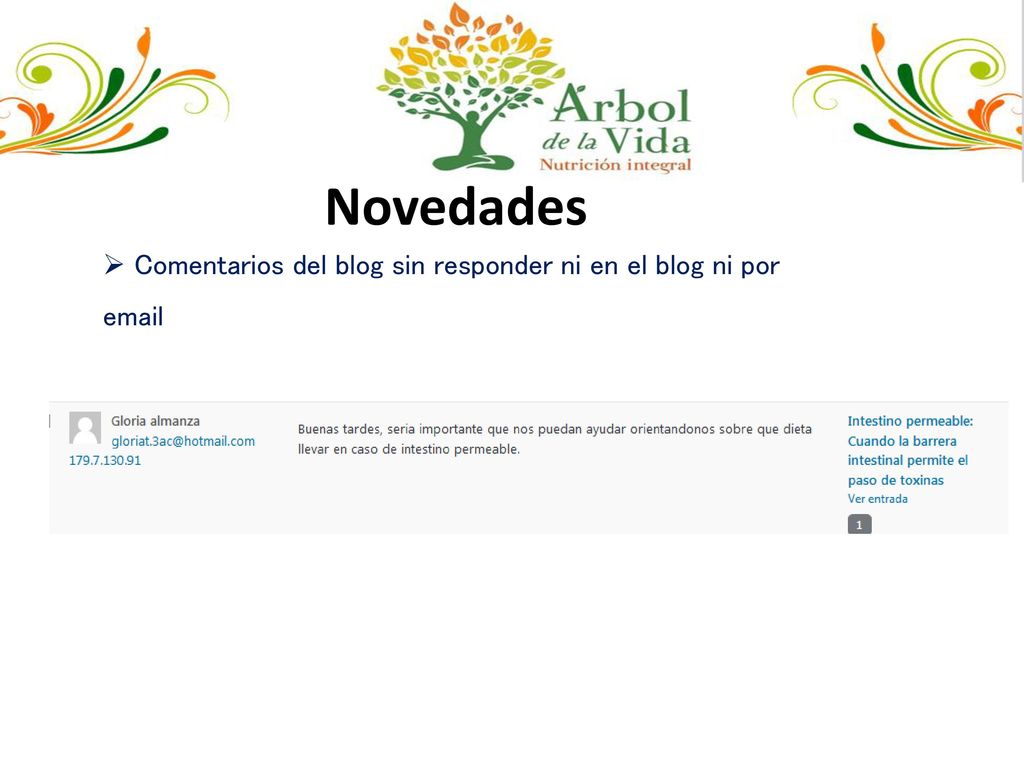 Novedades Comentarios del blog sin responder ni en el blog ni por