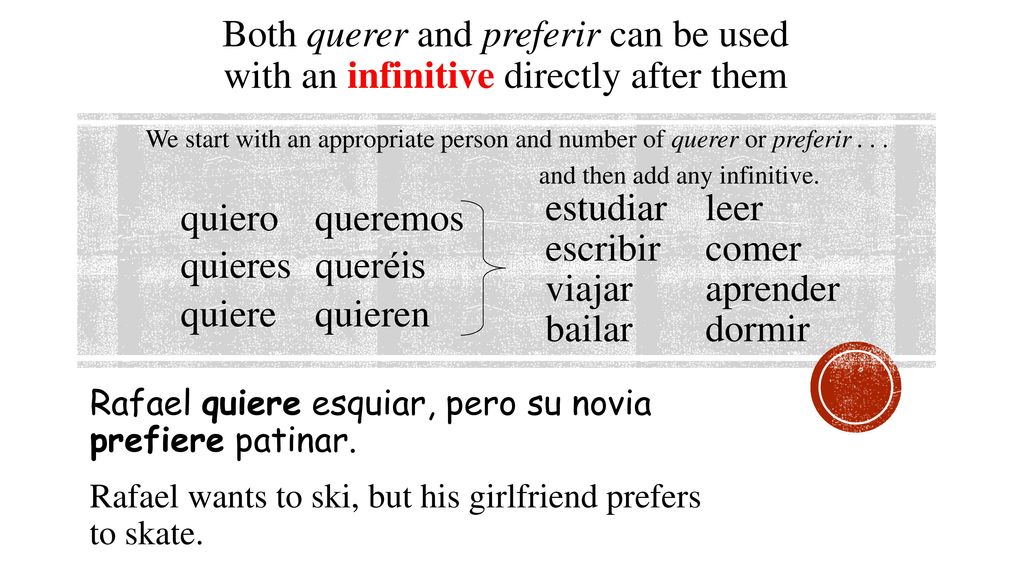 Both querer and preferir can be used with an infinitive directly after them
