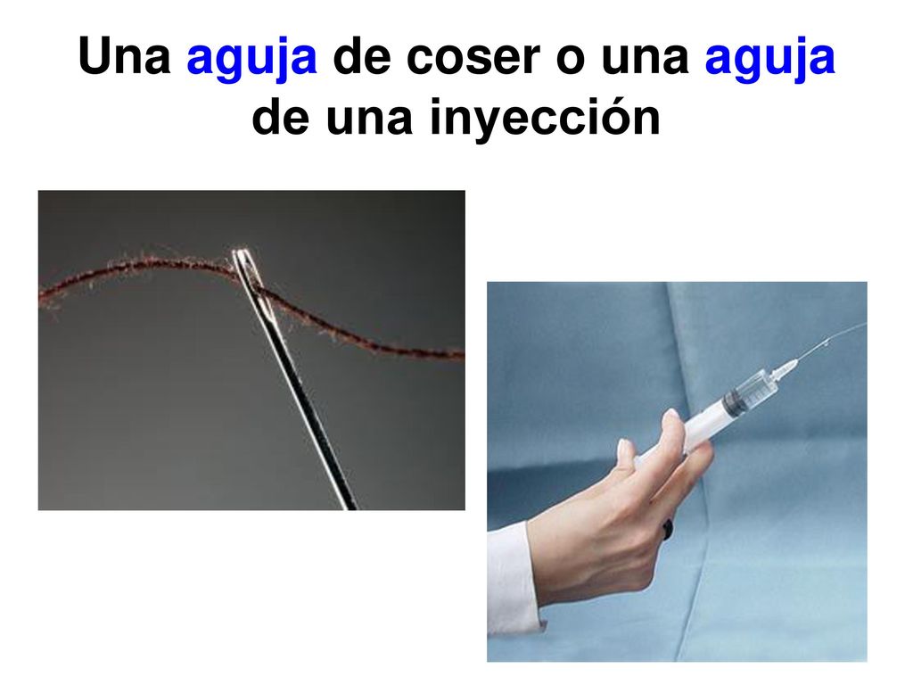 Una aguja de coser o una aguja de una inyección