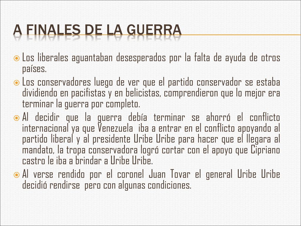 A finales de la guerra Los liberales aguantaban desesperados por la falta de ayuda de otros países.