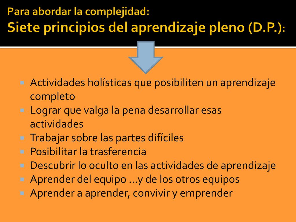 Para abordar la complejidad: Siete principios del aprendizaje pleno (D