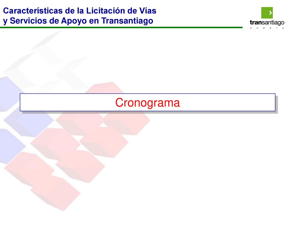 Características de la Licitación de Vías y Servicios de Apoyo en Transantiago