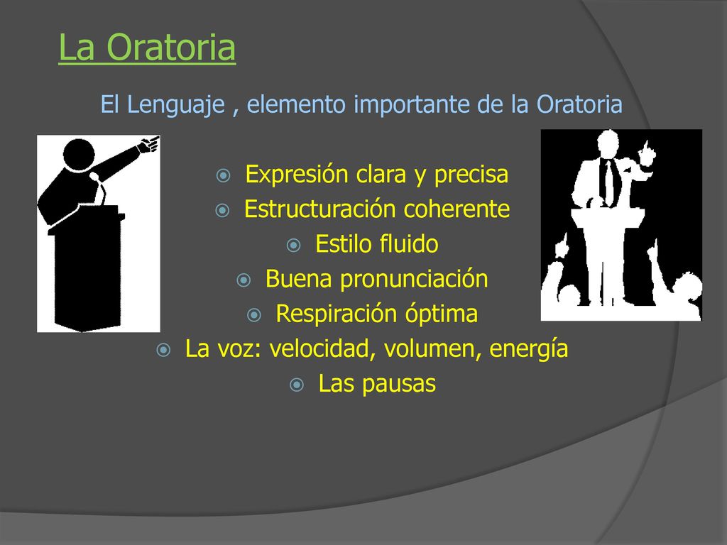 La Oratoria El Lenguaje , elemento importante de la Oratoria