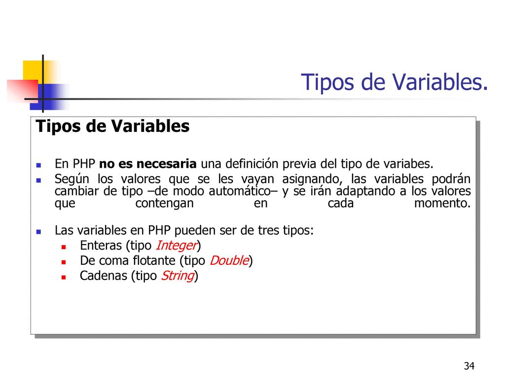 Tipos de Variables. Tipos de Variables