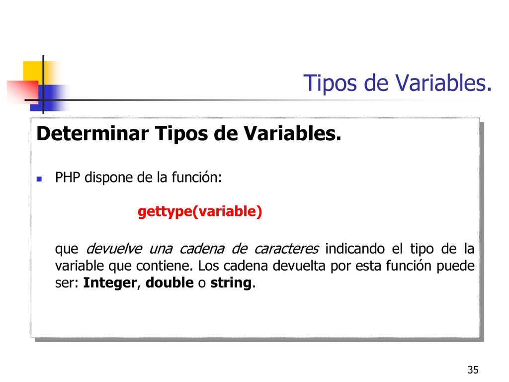 Tipos de Variables. Determinar Tipos de Variables.
