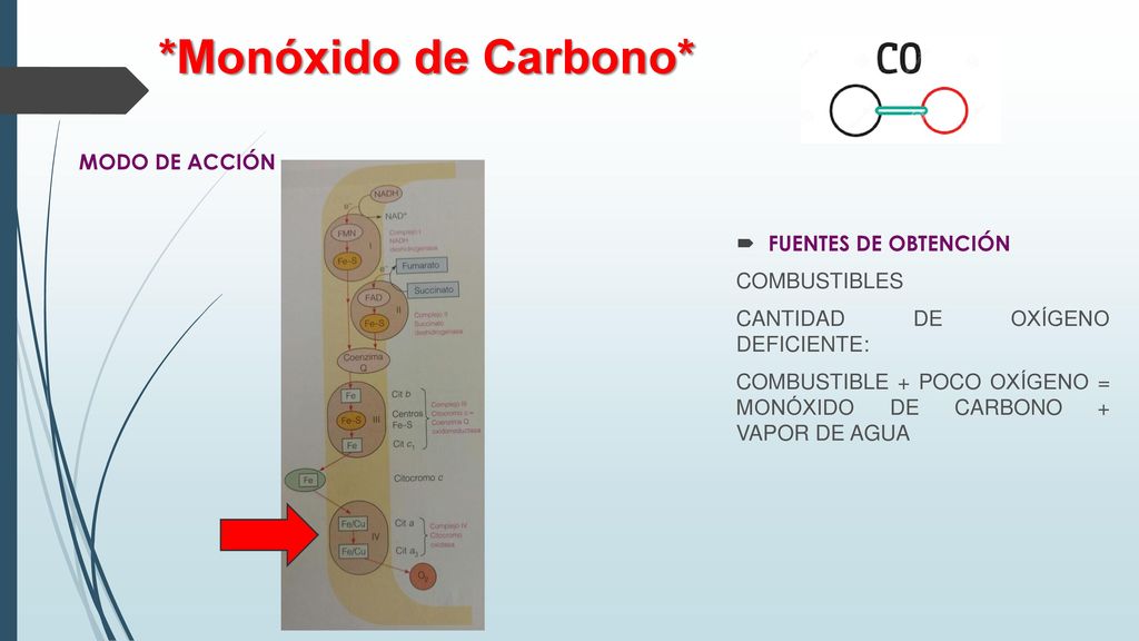 *Monóxido de Carbono* MODO DE ACCIÓN FUENTES DE OBTENCIÓN COMBUSTIBLES
