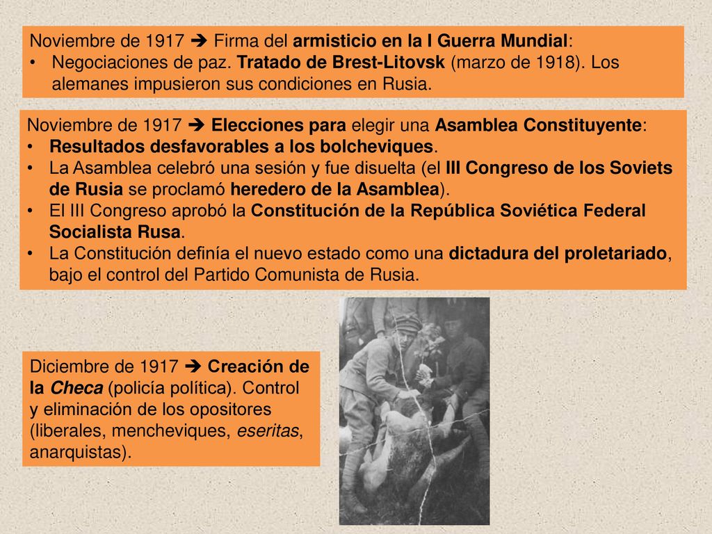 Noviembre de 1917  Firma del armisticio en la I Guerra Mundial: