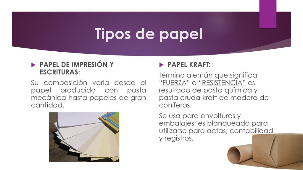 Tipos de papel PAPEL DE IMPRESIÓN Y ESCRITURAS: