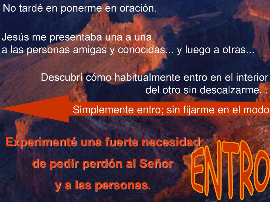 Experimenté una fuerte necesidad de pedir perdón al Señor