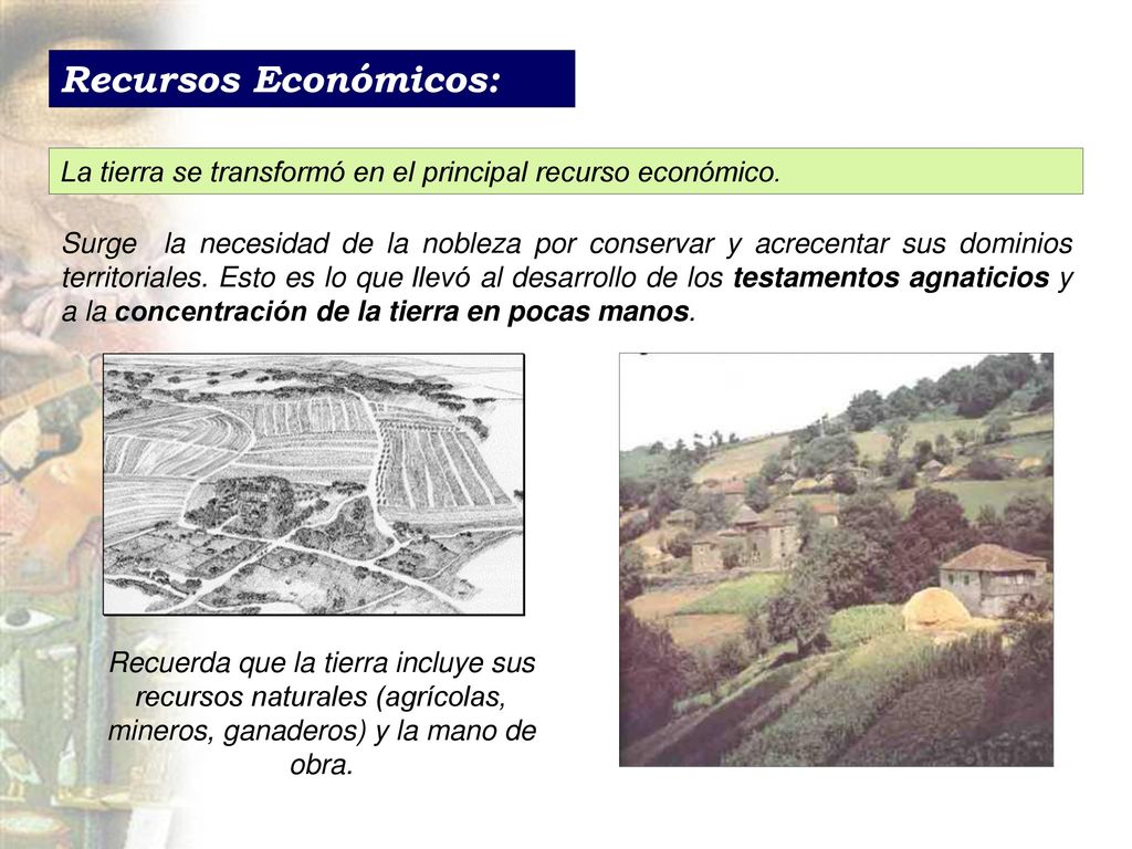 Recursos Económicos: La tierra se transformó en el principal recurso económico.