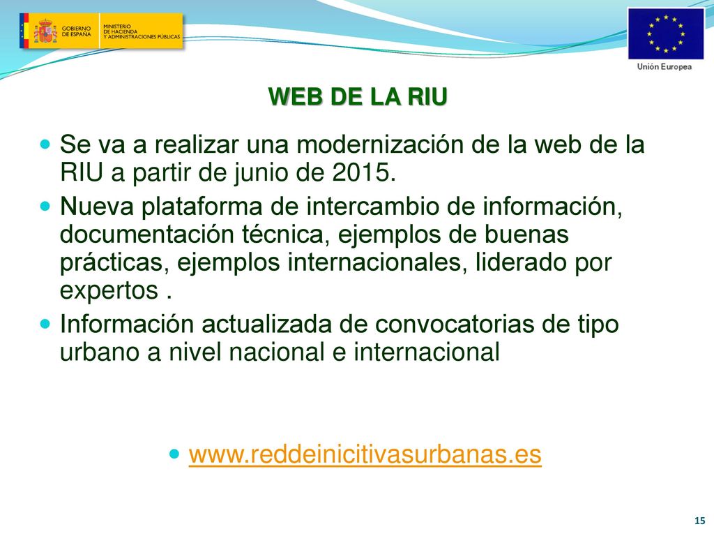 WEB DE LA RIU Se va a realizar una modernización de la web de la RIU a partir de junio de