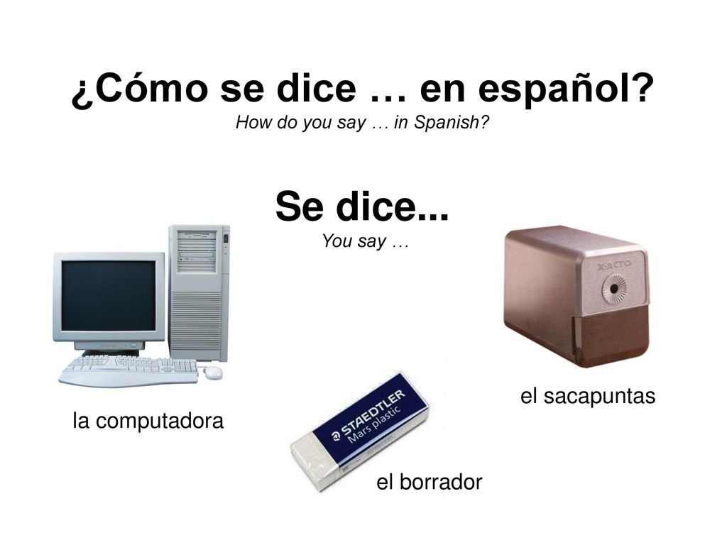 ¿Cómo se dice … en español. How do you say … in Spanish. Se dice
