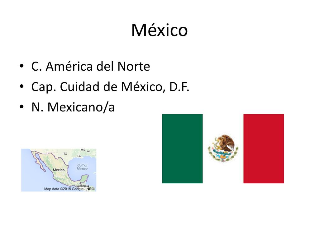 México C. América del Norte Cap. Cuidad de México, D.F. N. Mexicano/a