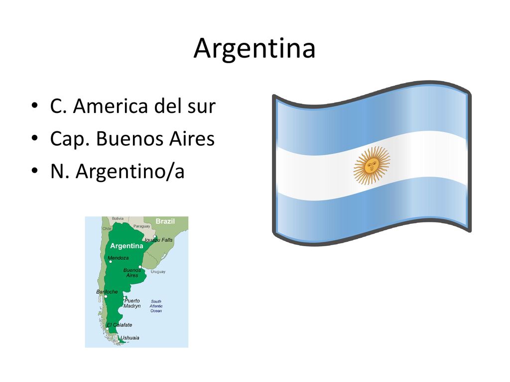 Argentina C. America del sur Cap. Buenos Aires N. Argentino/a