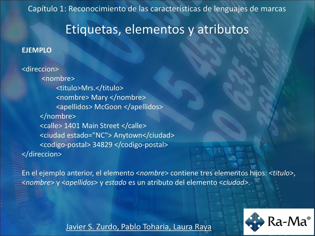 Etiquetas, elementos y atributos
