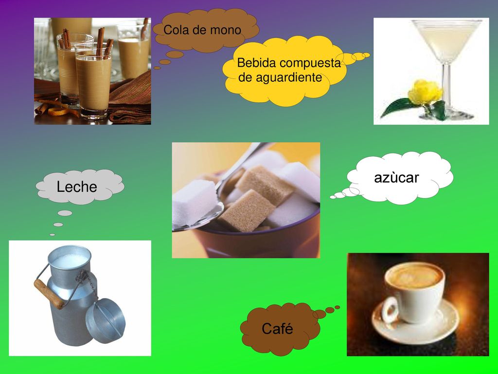 Cola de mono Bebida compuesta de aguardiente azùcar Leche Café