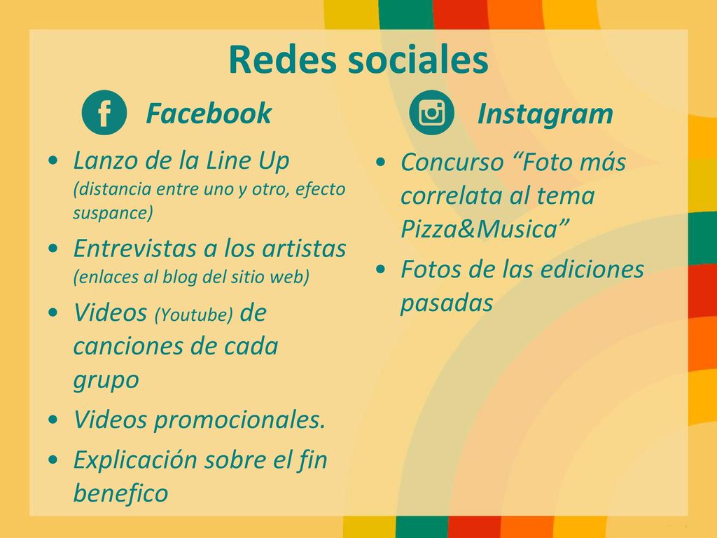Redes sociales Facebook Instagram