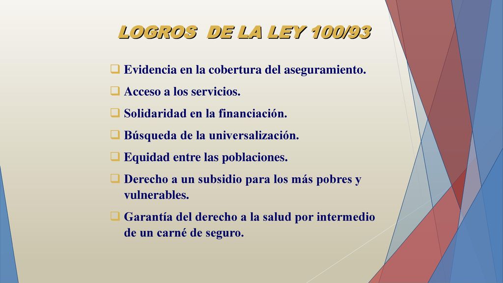 LOGROS DE LA LEY 100/93 Evidencia en la cobertura del aseguramiento.