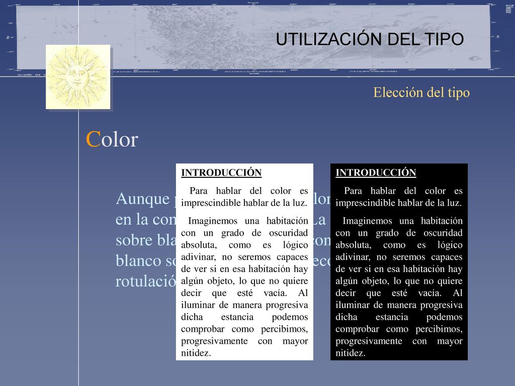 Color UTILIZACIÓN DEL TIPO