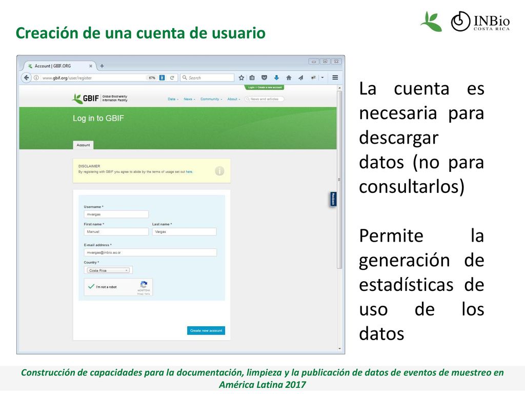 La cuenta es necesaria para descargar datos (no para consultarlos)