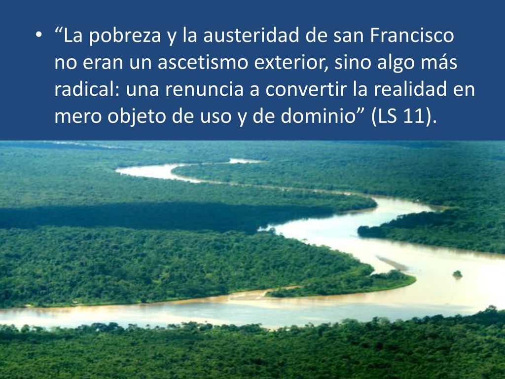 La pobreza y la austeridad de san Francisco no eran un ascetismo exterior, sino algo más radical: una renuncia a convertir la realidad en mero objeto de uso y de dominio (LS 11).