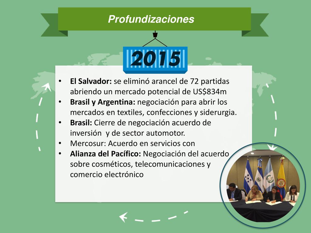 Profundizaciones El Salvador: se eliminó arancel de 72 partidas abriendo un mercado potencial de US$834m.