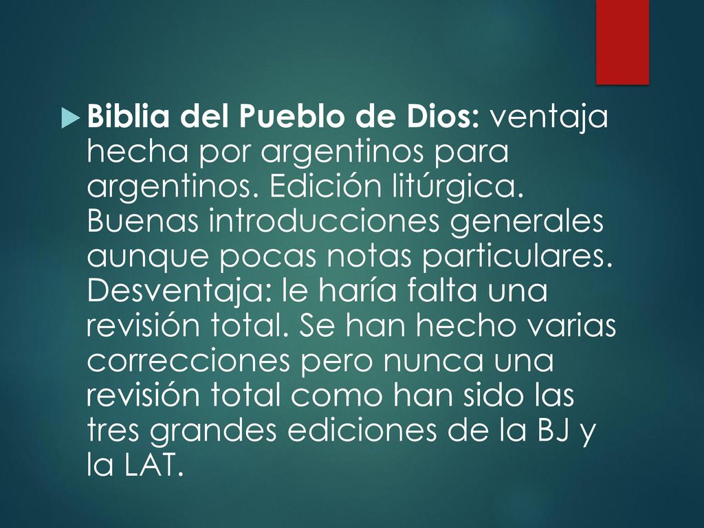 Biblia del Pueblo de Dios: ventaja hecha por argentinos para argentinos.