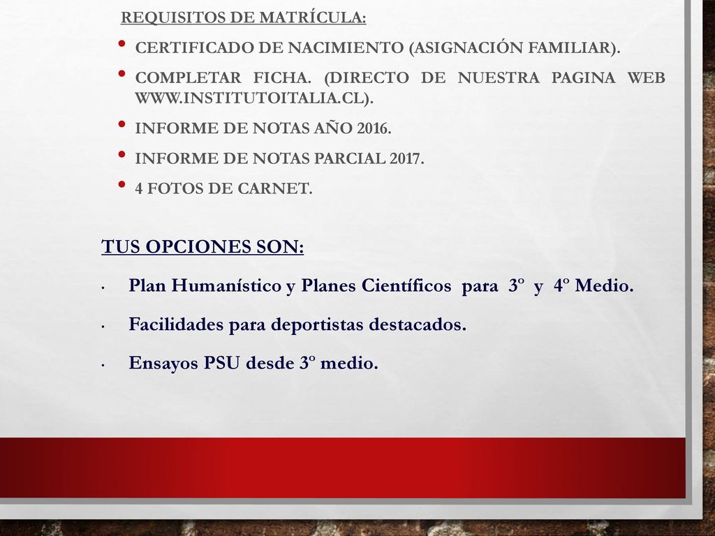 Plan Humanístico y Planes Científicos para 3º y 4º Medio.