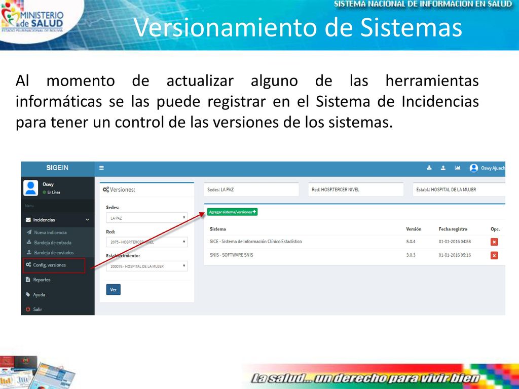 Listado de las incidencias