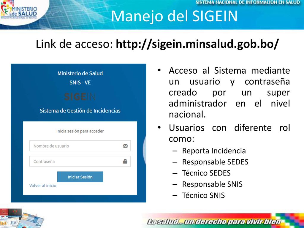 Roles del SIGEIN X Visualizar incidencias Reportar una incidencia