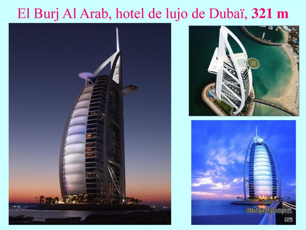El Burj Al Arab, hotel de lujo de Dubaï, 321 m