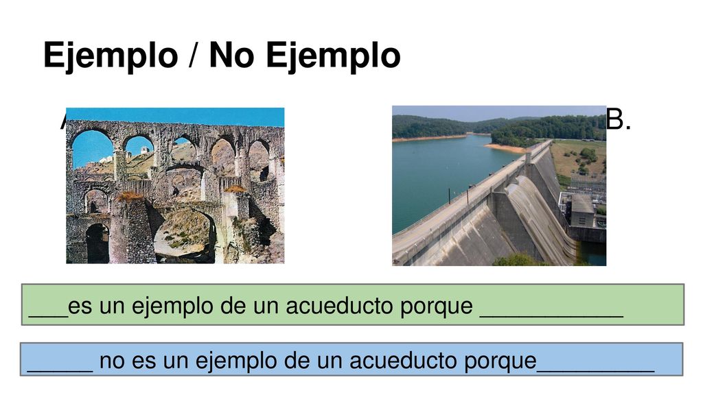 Ejemplo / No Ejemplo B. ___es un ejemplo de un acueducto porque ___________.
