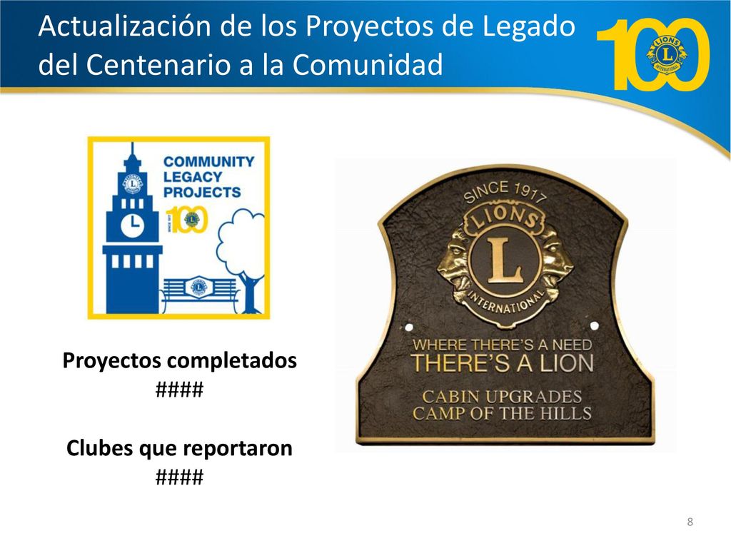 Actualización de los Proyectos de Legado del Centenario a la Comunidad