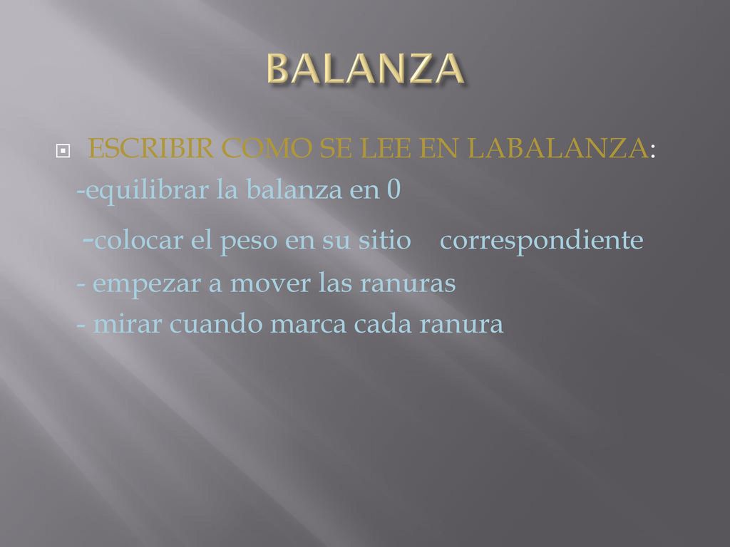 BALANZA -colocar el peso en su sitio correspondiente