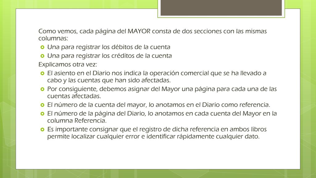 Como vemos, cada página del MAYOR consta de dos secciones con las mismas columnas: