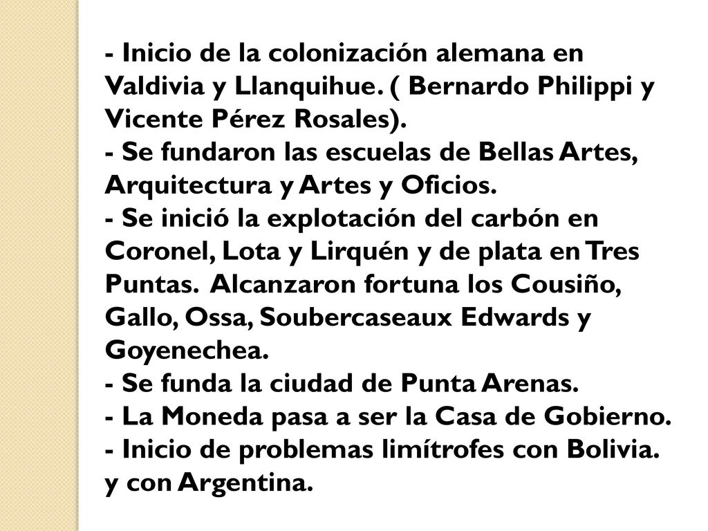 - Inicio de la colonización alemana en Valdivia y Llanquihue