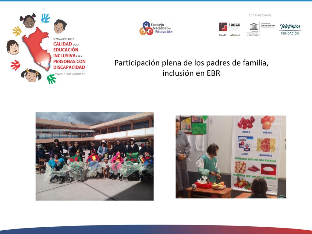 Participación plena de los padres de familia, inclusión en EBR