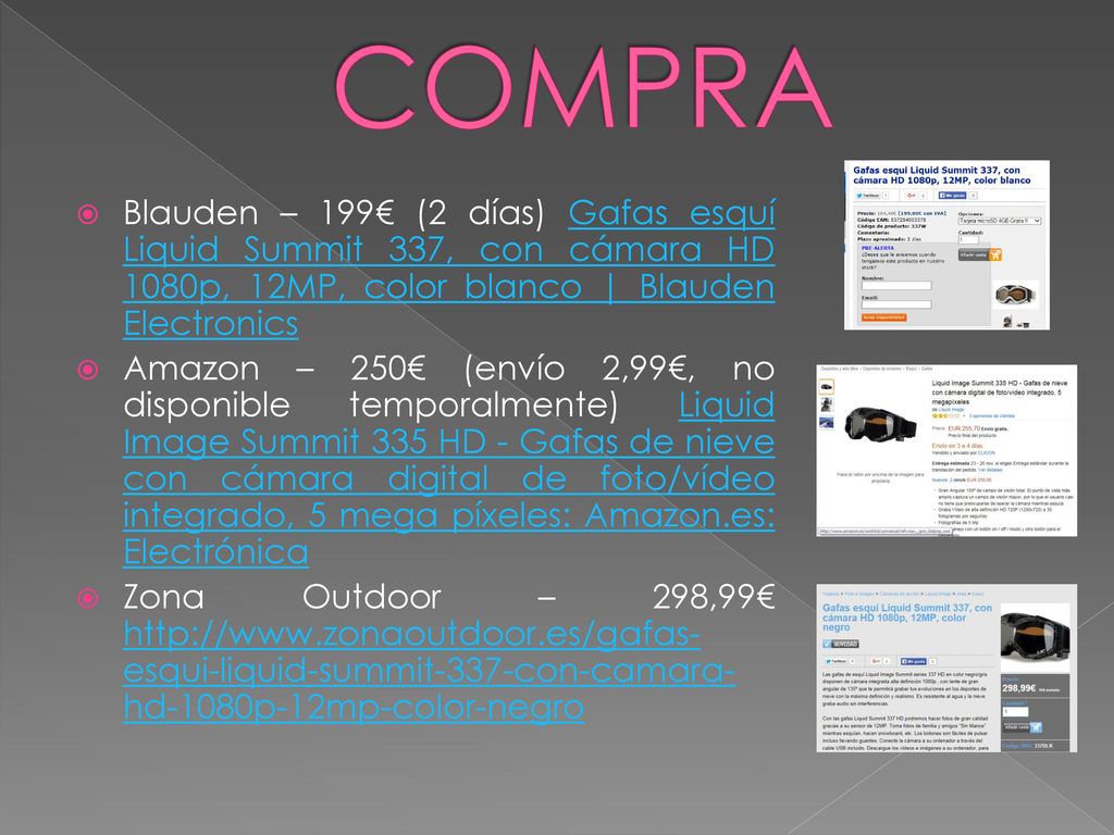 COMPRA Blauden – 199€ (2 días) Gafas esquí Liquid Summit 337, con cámara HD 1080p, 12MP, color blanco | Blauden Electronics.